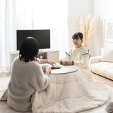 こたつ布団 円形 丸型 エコファー フェイクファー コタツ 布団 直径185cm 約185cm円形 洗える おしゃれ 薄手 掛け布団 掛布団 リバーシブル ラウンド サークル 韓国インテリア 大人かわいい フランネル ポリエステル こたつ掛布団 冬用
