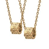 金属アレルギー対応 ネックレス ハワイアンジュエリー 純チタン ゴールドカラー ネックレス 誕生石 カットアウトチューブ Sサイズ チェーン 長さ選べる イオンプレーティング メンズ レディース プレゼント 【品番：CG-TIP402S-RYP】