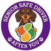 カーサイン 高齢者マーク SENIOR SAFE DRIVER ミニチュアダックスフンド マグネット 強力 直径13cm 肉球 日本製 車 ステッカー