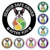 カーサイン 高齢者マーク SENIOR SAFE DRIVER ボストンテリア マグネット 強力 直径13cm 肉球 日本製 車 ステッカー