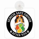 カーサイン 高齢者マーク SENIOR SAFE DRIVER シェットランドシープドッグ 車内用 吸盤タイプ 収れん火災防止タイプ 肉球 日本製 車 ステッカー