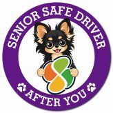 カーサイン 高齢者マーク SENIOR SAFE DRIVER ロングコートチワワ マグネット 強力 直径13cm 肉球 日本製 車 ステッカー