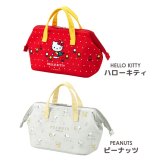 ハローキティ スヌーピー ランチバッグ 保冷バッグ SNOOPY HELLO KITTY サンリオ sanrio 保冷 保温 お弁当バッグ がまぐち ワイヤー入り 自立 大容量 アルミ素材 メッシュポケット ペットボトル 入る PEANUTS ピーナッツ キャラクター かわいい おしゃれ 子供 通勤 通学 遠足