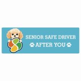 カーサイン 高齢者マーク SENIOR SAFE DRIVER コッカプー ステッカー シール 長方形 20x6.7cm 肉球 日本製 車