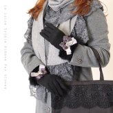 手袋 レディース かわいい おしゃれ 暖かい 冬 防寒 あったか スマホ対応 リボン ファー グローブ プレゼント【LALUICE ラルイス】