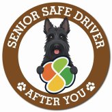 カーサイン 高齢者マーク SENIOR SAFE DRIVER スコティッシュテリア マグネット 強力 直径13cm 肉球 日本製 車 ステッカー