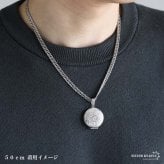 ステンレス ロケットネックレス ダブル喜平チェーンネックレス ロケットペンダント フラワーネックレス 写真 記念 思い出 ハワイアンネックレス 50cm 60cm ゴールドネックレス 18KGP シルバー 花 6面カット メンズ 男性 金属アレルギー対応