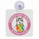 カーサイン 高齢者マーク SENIOR SAFE DRIVER サバ白 車内用 吸盤タイプ 収れん火災防止タイプ 肉球 日本製 車 ステッカー