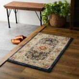 ラグ カーペット 玄関 屋内 屋外 輸 入 ネカル アイボリー 約50×80cm 長方形 民族調 エスニック モダン シンプル オールシーズン 丈夫 50×80cm ルカス ブルー 新生活