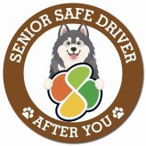 カーサイン 高齢者マーク SENIOR SAFE DRIVER アラスカンマラミュート マグネット 強力 直径13cm 肉球 日本製 車 ステッカー