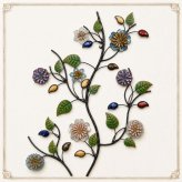 ウォールデコレーション アイアン 陶器 フラワー ウォール デコ 花の木 壁 装飾 ウォールアート ボタニカル 草花 壁飾り 壁掛け 部屋 リビング 店舗 装飾