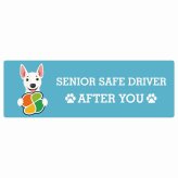 カーサイン 高齢者マーク SENIOR SAFE DRIVER ミニチュアブルテリア ステッカー シール 長方形 15x5cm 肉球 日本製 車