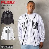 FUBU フブ ベースボールシャツ メンズ レディース fam-62714 長袖 ストライプ ユニフォーム ゲームシャツ アップリケ 刺繍 ロゴ オーバーサイズ ストリート ヒップホップ ダンス カジュアル トップス M L XL XXL 2026FW Karlas