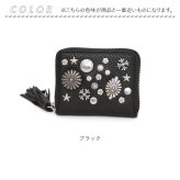 ペルケ カード入れ perche 80-06-0010 通販 カードケース ジャバラ 本革 ミニウォレット ミニ財布 スキミング防止 コンパクト 大容量 じゃばら財布 レザーウォレット レディース 小銭入れ付き おしゃれ かわいい スタッズ ジッパー財布