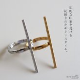 ステンレス スティックリング 2カラー バーリング 18KGP ゴールド gold シルバー 個性的 大ぶり オープンリング フリーサイズ レディース 女性 指輪 金属アレルギー対応