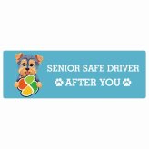 カーサイン 高齢者マーク SENIOR SAFE DRIVER ヨークシャーテリア ステッカー シール 長方形 15x5cm 肉球 日本製 車