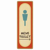 トイレ プレート 木製 MENS レトロ デザイン 右 矢印 長方形 縦書き 9x27cm 方向案内 進路ドア サインステッカー ピクトサイン トイレマーク表示 案内 注意 施設 御手洗 TOILET おしゃれ シンプル 安全対策