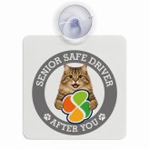 カーサイン 高齢者マーク SENIOR SAFE DRIVER サイベリアン 車内用 吸盤タイプ 収れん火災防止タイプ 肉球 日本製 車 ステッカー