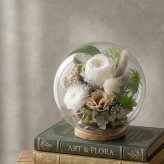 プリザーブドフラワー ガラスドーム【陽だまり〜Glass Bloom〜】｜送料無料・上品で長く飾れる花ギフト
