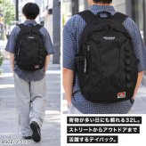 リュック ベンデイビス BEN DAVIS メンズ レディース 撥水 軽量 大容量 32L B4 A4 PC収納 高校生 女子 男子 通学 通勤 リュックサック デイパック ナイロン ポリエステル 背中 通気性 おしゃれ 黒 ブラック ロゴ ワンポイント 大学生 旅行 BDW-8502 BDW-8503 正規品 ブランド