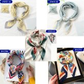 スカーフ 猫 大きめ 70×70 キャット イラスト プリント 小さめ 正方形 首 ネック カラフル アクセント ねこ バッグスカーフ バッグ プレゼント おしゃれ かわいい ギフト サテン 雑貨 猫雑貨 CAT 猫グッズ 風呂敷 ドット 犬