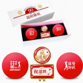 GOLGOLオリジナル 還暦祝い ゴルフボール2球＋マーカー台座セット 赤ボール 60歳 還暦プレゼント 父の日 ゴルフギフト ラッピング・のし付き【デザインE】