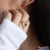 ステンレス スターリング 星 ごつめ コンビカラー メタルリング ワイドリング ゴールド シルバー 指輪 太め 大きめ 存在感 お洒落 幾何学 個性的 プチプラ マルチ ミックス レディース 女性 金属アレルギー対応