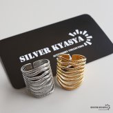 ステンレス ニュアンスリング ごつめ 不規則 多重ライン 水玉模様 メタルリング オープンリング ワイドリング ゴールド シルバー 指輪 太め 大きめ 存在感 お洒落 幾何学 個性的 プチプラ レディース 女性 金属アレルギー対応