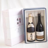 感謝の贈り物ボックス 芋焼酎と麦焼酎の贅沢な競演2本セット(八鹿酒造 A.D 麦焼酎 25度(大分県) 本格芋焼酎 森伊蔵 25度(鹿児島県)) 720ml×2本