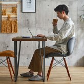 レザー調ダイニングチェア2脚 75幅テーブル 3点セット Layne×Umbure ダイニングテーブルセット テーブル チェア 2人掛け スチール脚 カフェ ヴィンテージ 木目 レザー レトロ モダン 合皮 新生活