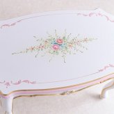 テーブル ロココ 調 センター 白 リビング おしゃれ ホワイト 幅100cm 木製 アンティーク 猫脚 姫系 ROCOCOアントワネット Rフォルム (ガラス天板付き） ヨーロピアン 輸入家具 かわいい 新生活