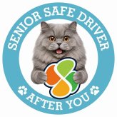 カーサイン 高齢者マーク SENIOR SAFE DRIVER ブリティッシュロングヘア ステッカー シール 直径13cm 肉球 日本製 車