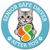 カーサイン 高齢者マーク SENIOR SAFE DRIVER アメリカンショートヘア マグネット 強力 直径13cm 肉球 日本製 車 ステッカー