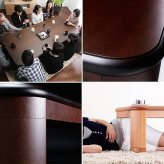 こたつ 長方形 大判サイズ 楢ラウンド折れ脚こたつ-リラ 210x100cm 折脚 継ぎ脚 角が丸い テーブル ローテーブル 炬燵 コタツ モダン 天然木 木製 日本製 国産 テレワーク リモートワーク 在宅ワーク