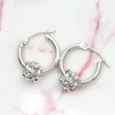 ハワイアンジュエリー フープピアス ピアス ホワイトゴールド ピアス 外径15mm クロッシングピアス プルメリア 透かし バレル 樽 ゴールド 揺れる 片耳(1個)購入可 K14ホワイトゴールド 14K 20G ゲージ BY THE SEA バイザシー プレゼント ハロウィン 【品番：GE221W】