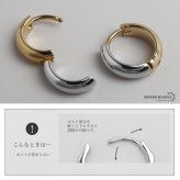 ステンレス 定番 フープピアス コンビ シンプルピアス ゴールド ミックス バイカラー シルバー 幅4mm 3サイズ プチプラ メタル 小さめ 細身 プレーン ノーマル つやつや 両耳2点 レディース イヤリング 女性 金属アレルギー対応