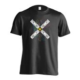 バドミントン Tシャツ 半袖 メンズ ウェア レディース 練習着 ジュニア ドライ おもしろ tシャツ 速乾 名入れ スポーツ 女子 男子 チーム おしゃれ 文字入れ 「ネオンスタイルのクロスBADMINTON」 アートワークスコウベ 【送料無料】