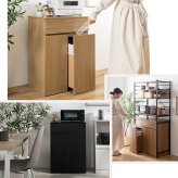 ゴミ箱付きキッチンカウンター 幅56cm×奥行42cm×高さ80cm コンパクト 大容量 ナチュラル パーティクルボード メラミン 組立品 使いやすく分別ラクラク 2連タイプと3連タイプの2種類をご用意しました 理想のキッチン空間を作り出します