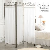 カーテン 窓まわり パーテーション Celestia（セレスティア） 3連 幅48×奥行き3×高さ170cm（1連あたり） スチール ポリエステル アジャスター付き ホワイト ゴールド sk-1700【北海道・沖縄・離島以外送料無料】