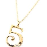 ナンバー ネックレス K18 ゴールド 0.01ct ダイヤモンド 数字 ペンダント 5 レディース アクセサリー ジュエリー 18金 ダイヤネックレス シンプル 華奢