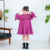 Rora ワンピース 通販 フリルワンピース キッズワンピース 長袖ワンピース お出掛け かわいい 通園通学用 小学校低学年 お出かけ着 セミフォーマル 春秋冬用 かわいい子供服 おしゃれ 女の子 女の子用 発表会