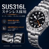 ADDIESDIVE 腕時計 メンズ クォーツ GMT スイス製 RONDA 515 39mm 20気圧防水 SUS316L AD2035