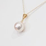 ［pearl615］8mm - 8.5mm ホワイトピンク ペンダント ダイヤモンド付 あこや真珠 0.01ct