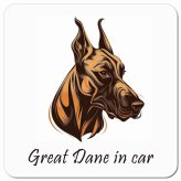 イラスト付 Dog in Car グレートデン Bタイプ カーサイン 車 マグネットステッカー 犬 マグネット 強力 13x13cm 正方形 おしゃれ かわいい ドラレコステッカー 安全対策 危険運転 煽り運転 アニマル 動物 犬種別 屋外 防水 屋内