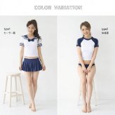 選べる2タイプ 水着素材 コスプレ レディース PixyParty セーラー服 体操服 ブルマ風 セパレート水着 タンキニ セット パッド入り S M L ネイビー ホワイト かわいい セクシー コスプレ水着 スクール水着風 体操着 撮影会 個撮 イベント ハロウィン 仮装 衣装 コスチューム