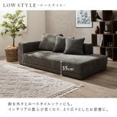 ソファ 座椅子 エルマR2.5P 幅184cm 3人掛け 2.5人掛け 肘付き 大型 カウチ ロータイプ クッション3個 脚取り外し 高さ調整 広々座面 腰掛け ゆったり くつろげ ポリエステル グレー アイボリー 開梱設置サービス付き