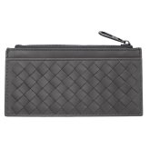 ボッテガヴェネタ BOTTEGA VENETA コインケース 小銭入れ カードケース フラグメントケース イントレチャート メンズ グレー 本革 レザー 薄型 ミニ財布 ファスナー 566430 V47W1 1428 カード5枚
