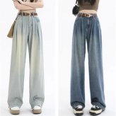 ワイドデニムパンツ レディース 通販 レディースジーンズ ハイウエストデニム ジーパン ワイドパンツ 美脚シルエット ゆったり ダボ感 ビッグシルエット カジュアル タックイン 体型カバー レトロ風 ベルトループ付 ルーズフィット レディースファッション