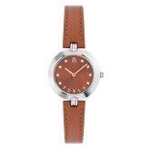 フルラ 腕時計 レディース フルラロゴリンクス 28mm ブラウン シルバー レザー クリスタル FURLA LOGO LINKS クオーツ 軽量 プレゼント ギフト 女性 妻 誕生日 記念日 成人 卒業 入学