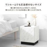 サイドテーブル (約)幅35×奥行35×高さ40cm 扉付き コンパクト ワンルーム ナチュラル パーティクルボード 組立式 前面は扉付きの収納のため生活感を隠すことができます 背面はルーターや電源タップを収納可能 マーブルグレー マーブルホワイト